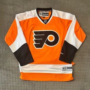 REEBOK PHILADELPHIA FLYERS ORANGE MENS L/ 52  W/ ERIC LINDROS KIT NEW SEE PICS!!